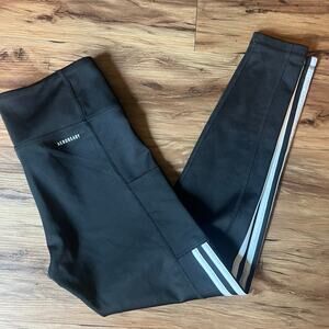 Black Adidas Three Stripe Full Length Aeroready Leggings Size Medium